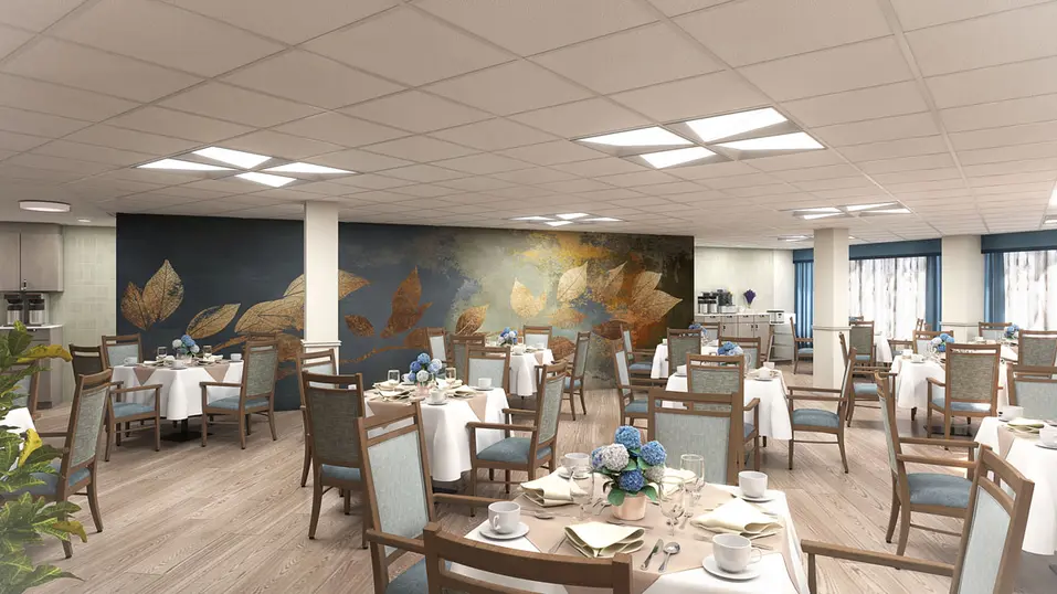 Dining room at Tranquility Place / Salle à manger à Tranquility Place