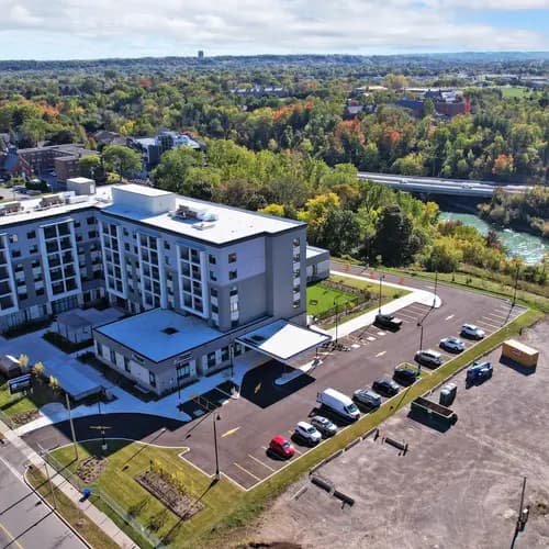 Drone view of exterior of Chartwell St. Catharines