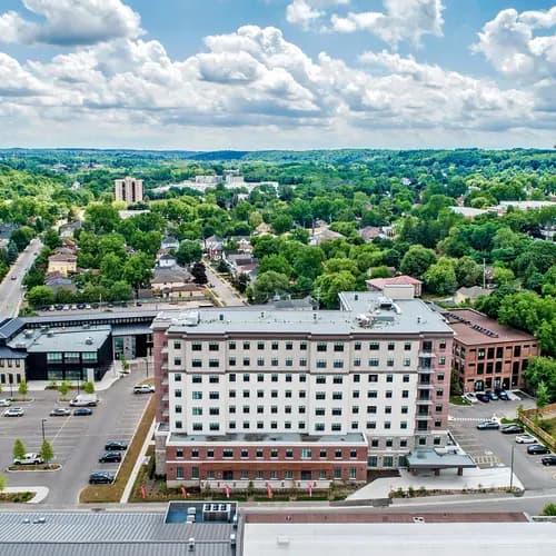 Drone view of exterior of Chartwell Fraser Terrace