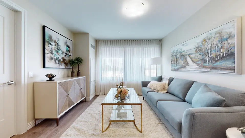 Model suite of living room at Chartwell St. Catharines