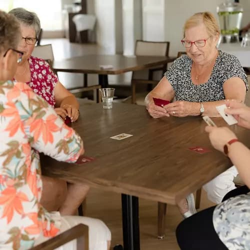 Senior ladies enjoying the game of cards