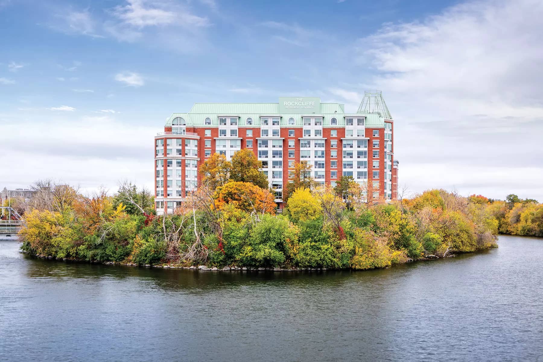 stunning aerial view of chartwell rockcliffe retirement residence