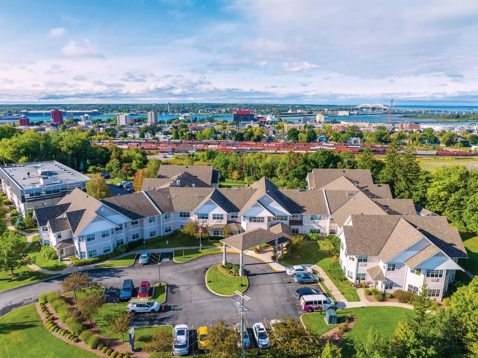 breathtaking aerial view of chartwell collegiate heights retirement residence