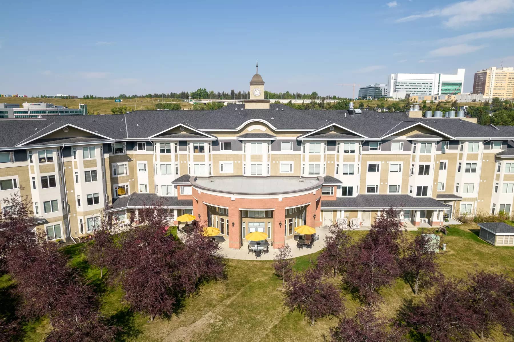 exterior drone picture at chartwell colonel belcher retirement residence