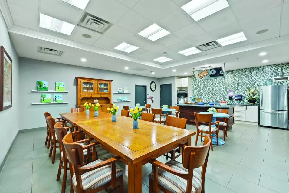 Demonstration kitchen at Chartwell Hollandview Trail Retirement Residence.