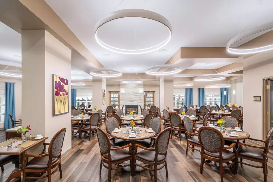 elegant dining room at chartwell eau claire care residence