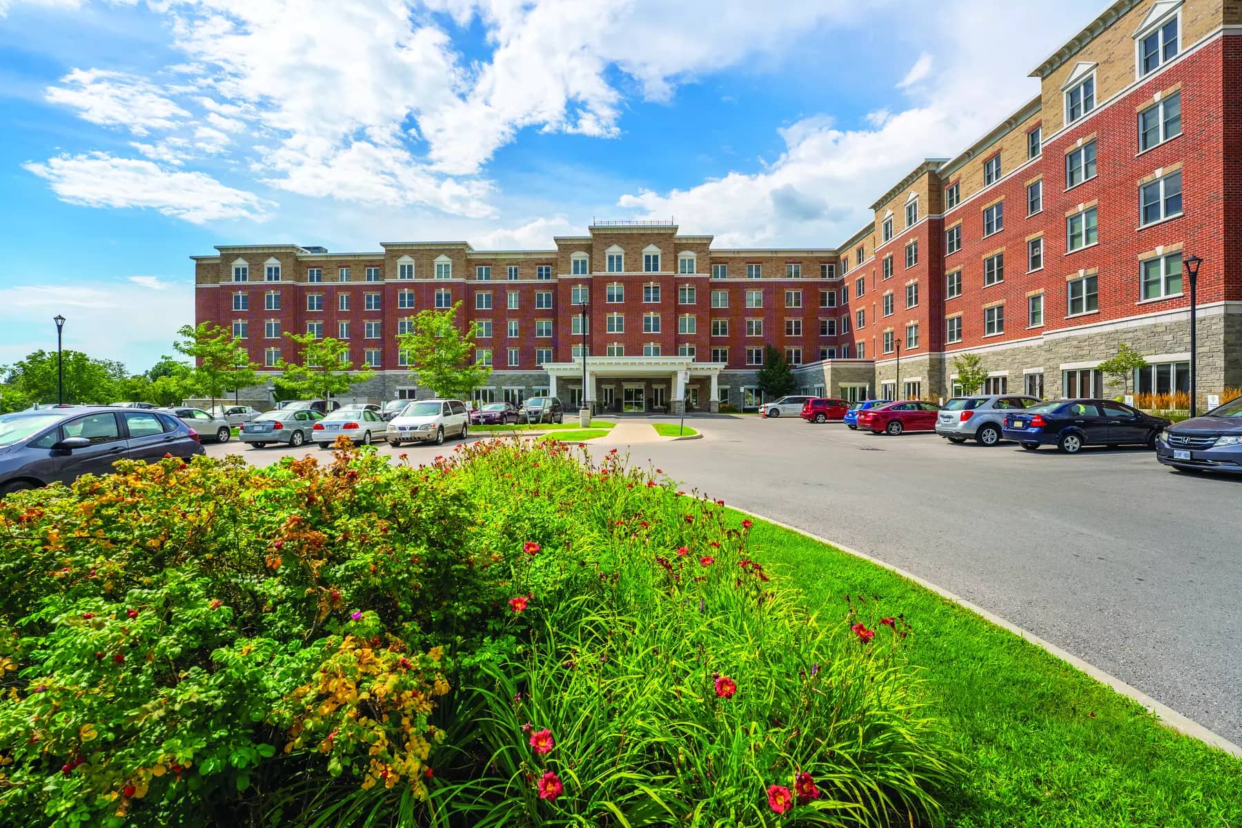 outdoor garden of chartwell bowmanville creek retirement residence