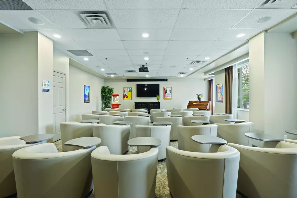Theatre room at at Chartwell Scarlett Heights Retirement Residence